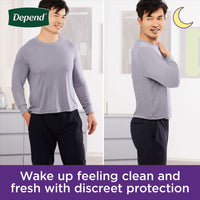 Depend Night Defense Adult Incontinence Underwear for Men, Disposable, Overnight, Large, Grey, 56 Count (4 Packs of 14), Packaging May Vary
