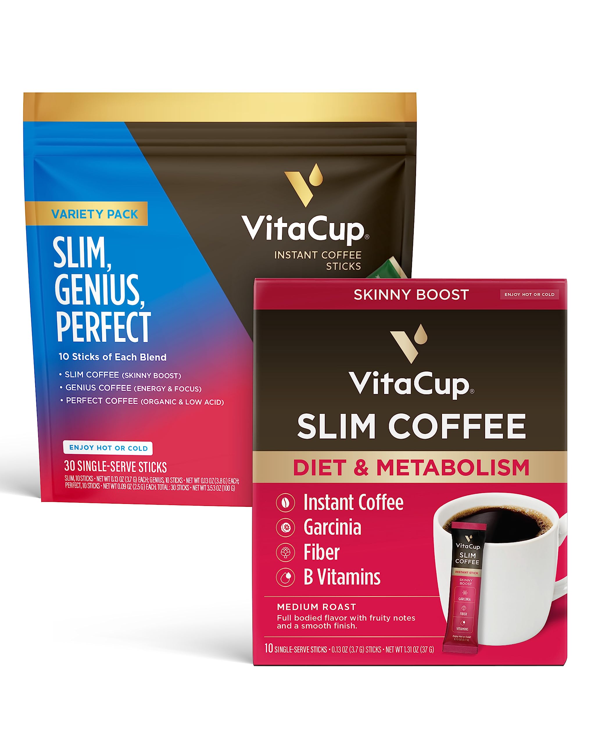 VitaCup Instant Slim Coffee 10Ct & Variety Coffee 30Ct
