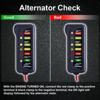 CARTMAN 12V Car Battery Alternator Tester, Test Battery Condition & Alternator Charging, LED Indication