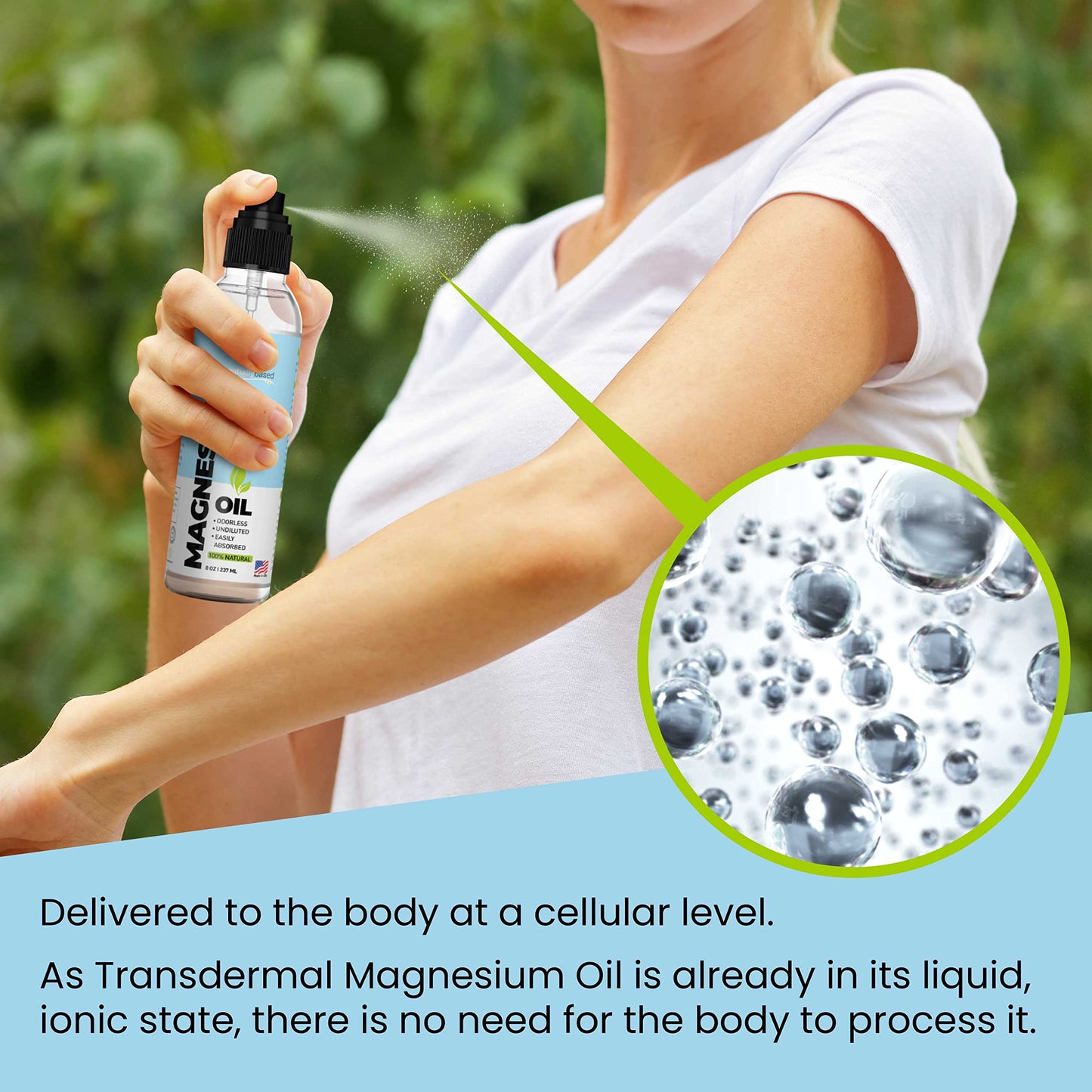 Magnesium Oil Spray - Large 8oz Size - Extra Strength - 100% Pure for Less Sting - Less Itch - Essential Mineral Source - Made in USA