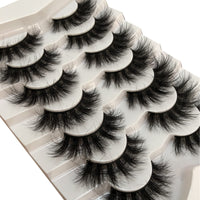 Pooplunch False Eyelashes Fluffy Mink Lashes Cat-Eye Look 18MM Wispy Long 8D Volume Fake Eyelash Strips 7 Pairs Pack