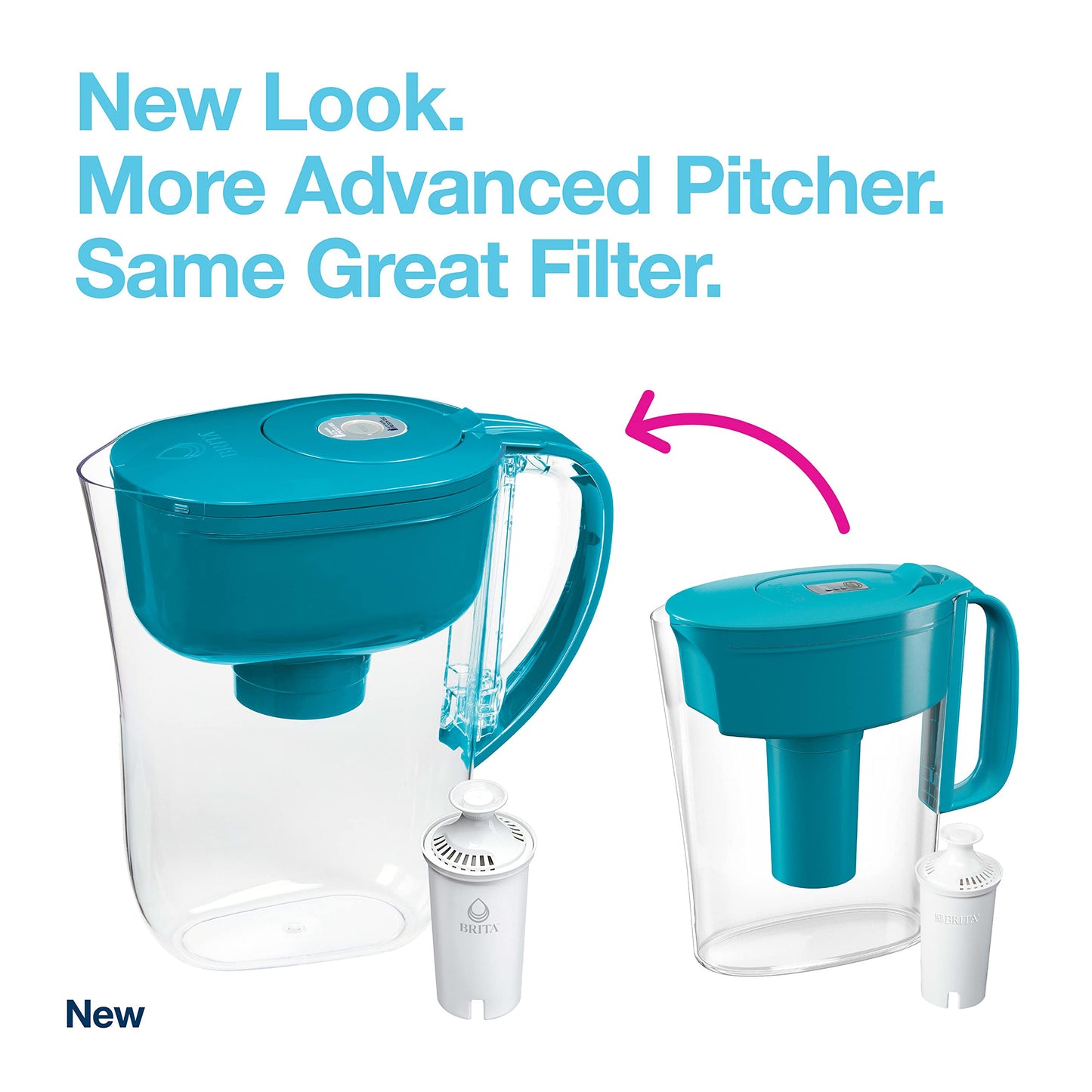 Brita Water Filter Pitcher for Tap and Drinking Water with SmartLight Filter Change Indicator + 1 Standard Filter, Lasts 2 Months, 6-Cup Capacity, Christmas Gift for Men and Women, BPA Free, Turquoise