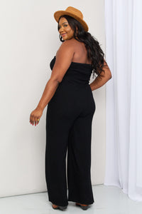 White Birch Full Size Halter Neck Wide Leg Jumpsuit with Pockets