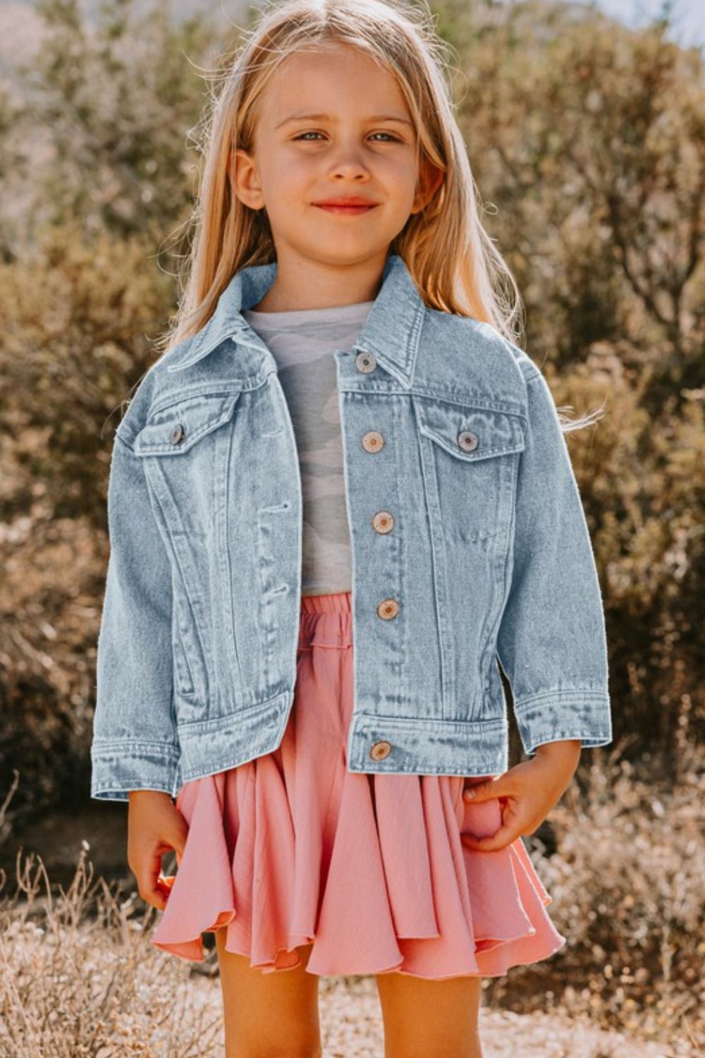 ODDI Girls Contrast Heart Denim Jacket