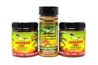 REGGAE SPICE Jamaican Jerk Seasoning Authentic Wet Rub Marinade Sauce - Perfect for Beef, Pork, Chicken, Seafood, and Vegetables - 3 pack: 1 Spicy Wet Rub, 1 Sweet Wet Rub, and 1 Dry Booyah Seasoning