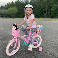 JOYSTAR Kids Bike Little Daisy 12 Inch Girls Bike with Training Wheels Doll Bike Seat Basket & Streamers Princess Kids Bicycle for Girls Toddler of 2-4 Years Toddler Girl Bikes Pink