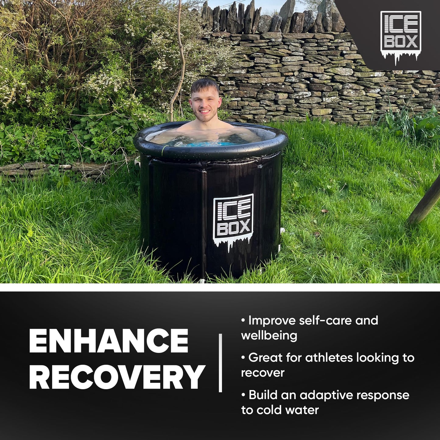 IceBox - Ice Bath Tub Outdoor with Lid: 320L Cold Water Therapy Tub for Recovery and Cold Plunge, 4 Layers Portable Pool