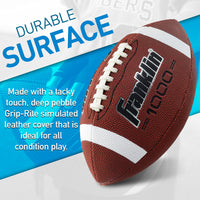 Franklin Sports Grip-Rite Junior Football — Fun Youth-Size Synthetic Leather Football for Kids’ Games