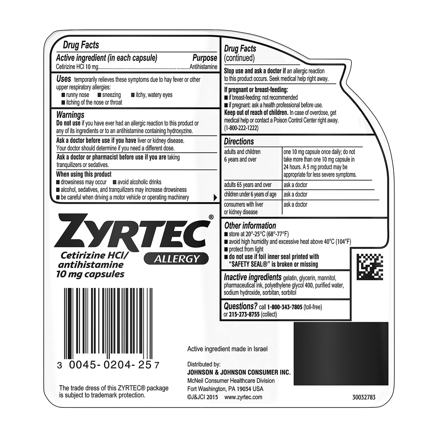 Zyrtec 24 HR Indoor/Outdoor Allergy Relief Liquid Gels Capsules, Cetirizine HCI Antihistamine, 25 ct