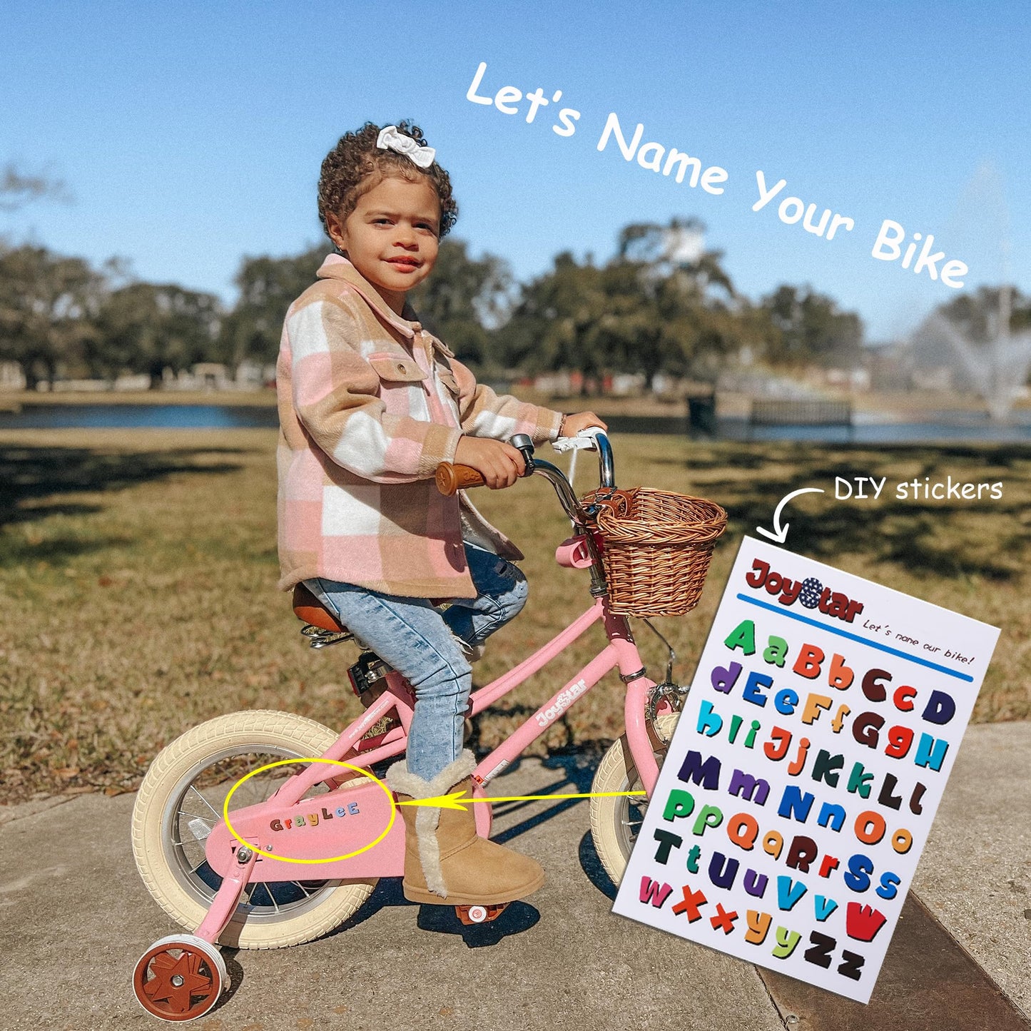 JOYSTAR 16 inch Kids Bike for 4-7 Years (41"-53") Girls, Girls Bike with Training Wheels & Basket, Kids' Bicycle Pink