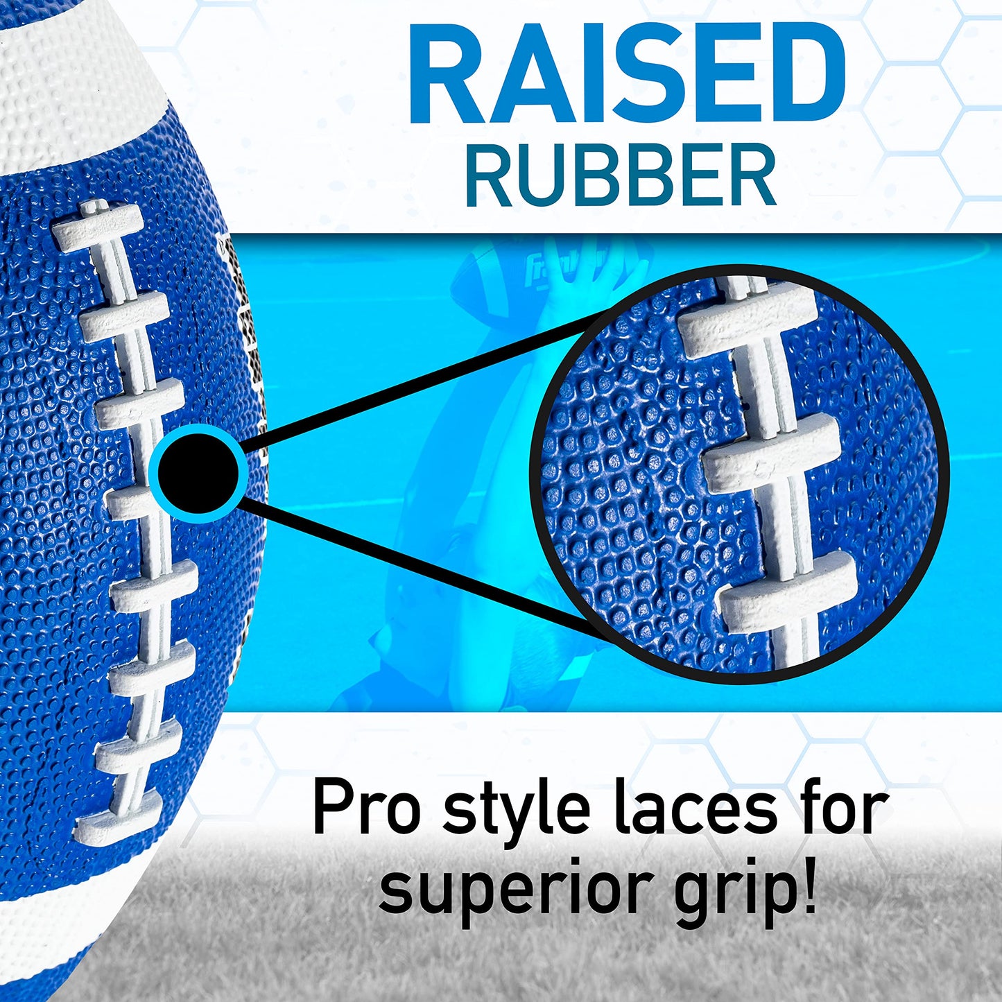 Franklin Sports Football - Grip-Rite 100 - Kids Junior Size - Youth Football - Durable Outdoor Rubber Football - Blue / White