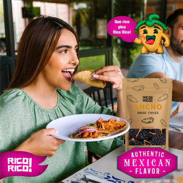 RICO RICO - Dried Ancho Chiles, 4 Oz - Premium Dried Chiles, Great for Birria Sauce, Mexican Mole, Enchiladas, Salsas, Pozole, Mild to Medium Heat, Sweet & Smoky Flavor. 100% Natural Dried Chili Peppers, Resealable in Kraft Bag by RICO RICO