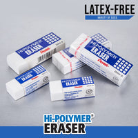 Pentel Hi-Polymer Block Eraser, Large, White, Pack of 10 ZEH-10 Erasers (ZEH10PC10)