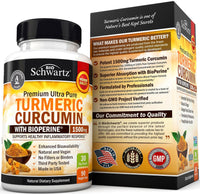 Turmeric Curcumin with Black Pepper Extract 1500mg - High Absorption Ultra Potent Turmeric Supplement with 95% Curcuminoids and BioPerine - Non GMO Turmeric Capsules for Joint Support - 90 Capsules