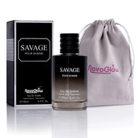 Savage 3.4 Oz Eau De Toilette Spray Refreshing & Warm Masculine Scent for Daily Use Men's Casual Cologne Includes NovoGlow Carrying Pouch Smell Fresh All Day A Gift for Any Occasion