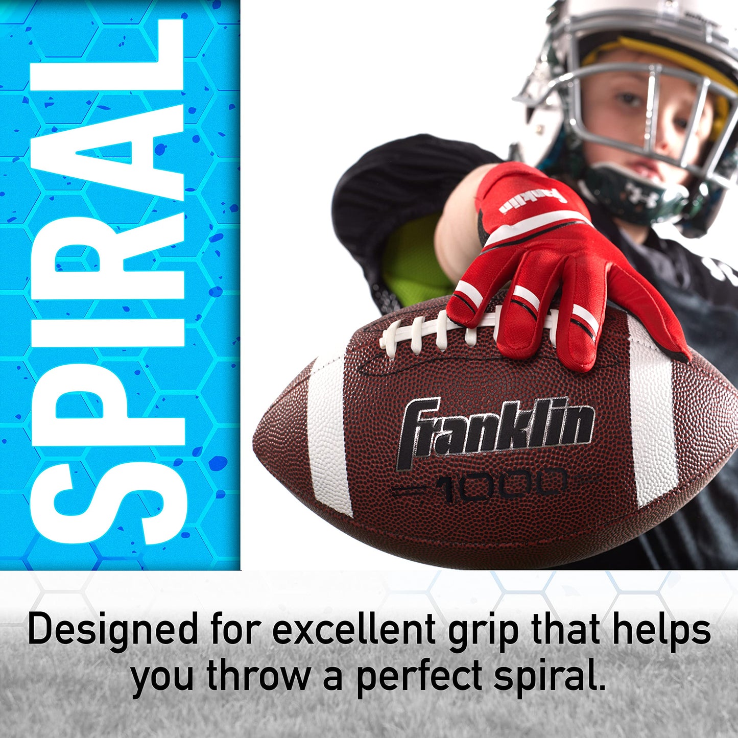 Franklin Sports Grip-Rite Junior Football — Fun Youth-Size Synthetic Leather Football for Kids’ Games