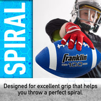 Franklin Sports Football - Grip-Rite 100 - Kids Junior Size - Youth Football - Durable Outdoor Rubber Football - Blue / White