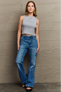 Kancan Holly High Waisted Cargo Flare Jeans