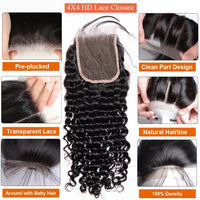 12A Deep Wave Bundles With Closure Frontal Ear to Ear 100% Remy Human Hair