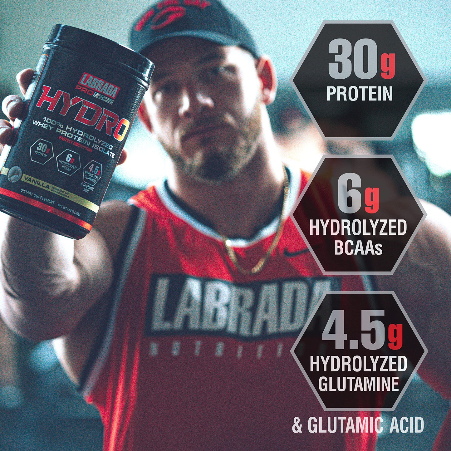 Labrada Hydro 100% Pure Hydrolyzed Whey Protein Isolate Powder, Lactose Free, 6g BCAA’s, 4.5g Glutamine, Fastest Digesting Whey Available, Instant Mixing, Delicious Taste (Vanilla)