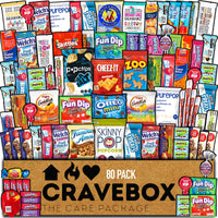 CRAVEBOX Snack Box Variety Pack Care Package (80 Count) Christmas Treats Gift Basket Boxes Pack Adults Kids Grandkids Guys Women Men Boyfriend Candy Birthday Cookies Chips Mix College Office School