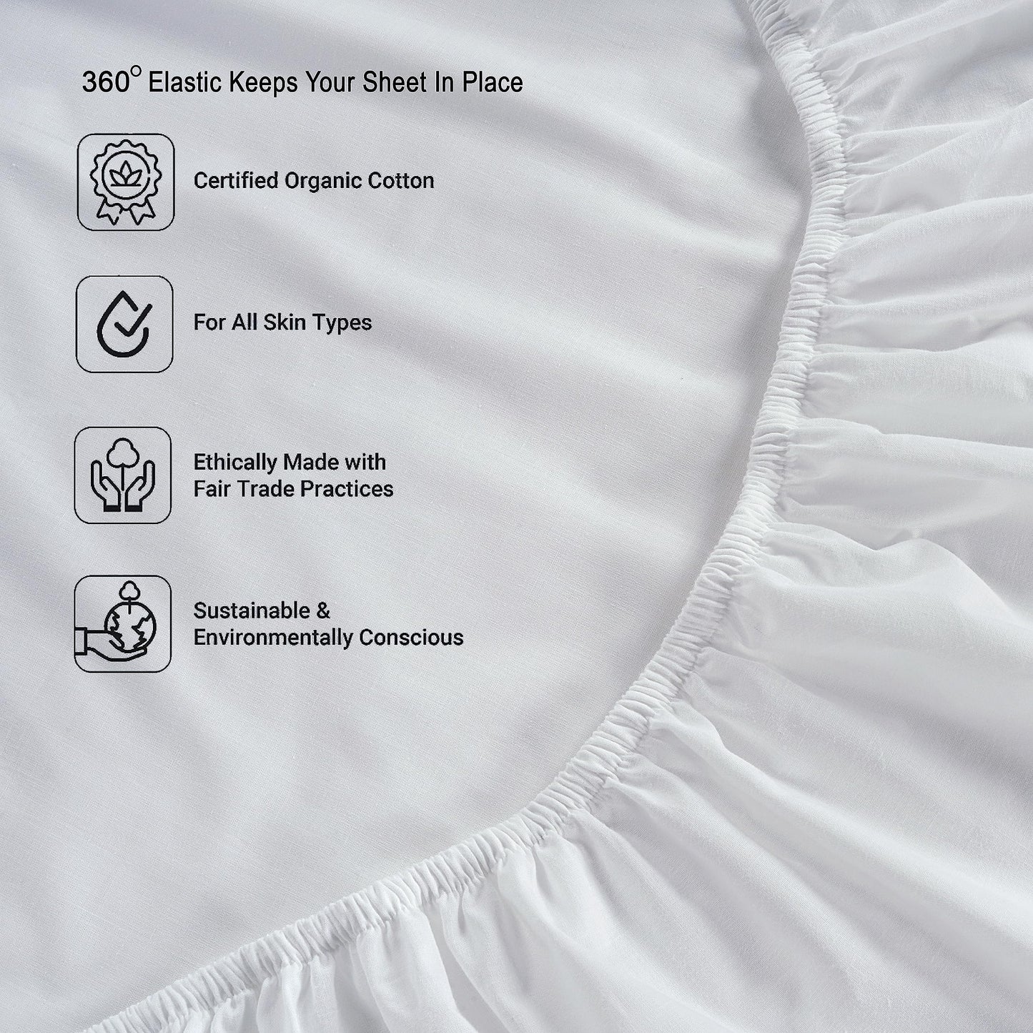 LANE LINEN 100% Organic Cotton Pure White King-Sheets Set 4-Piece Percale Weave Bedding Sheets for Bed Breathable Fits Mattress Upto 15" Deep