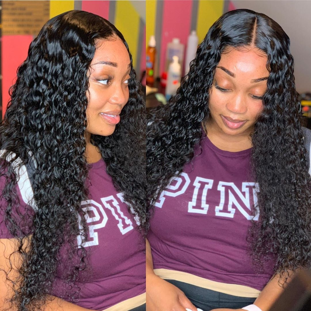 12A Deep Wave Bundles With Closure Frontal Ear to Ear 100% Remy Human Hair