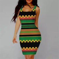 Sexy Women's Slim Fit Sexy Dress Sleeveless Sling Ethiopian Print Dress Versatile Casual Short Skirt