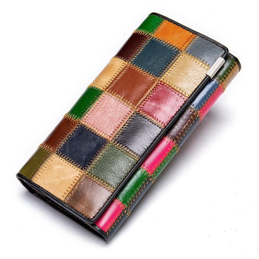 WESTAL Women&#39;s Wallet Luxury Genuine Leather Wallets for Women 2021 Patchwork Woman Wallets Long Cell Phone Wallet Cards Holder