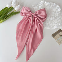 Solid Color Big Large Satin Bow Hairpins Barrettes For Women Girl Wedding Long Ribbon Korean Hair Clip Hairgrip Hair Accessories