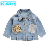 New Fashion Girls Spring Autumn Denim Jacket Leopard Print Coat Baby Girls Cartoon Jean Jackets Kids Coats Children Clothing 2-6