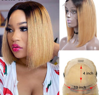 Bob Wig Lace Front Human Hair Wigs 1b/27 Honey Blonde Highlight Straight Wig Cheap Human Hair Wigs Pre Plucked 13x4 lace Wig