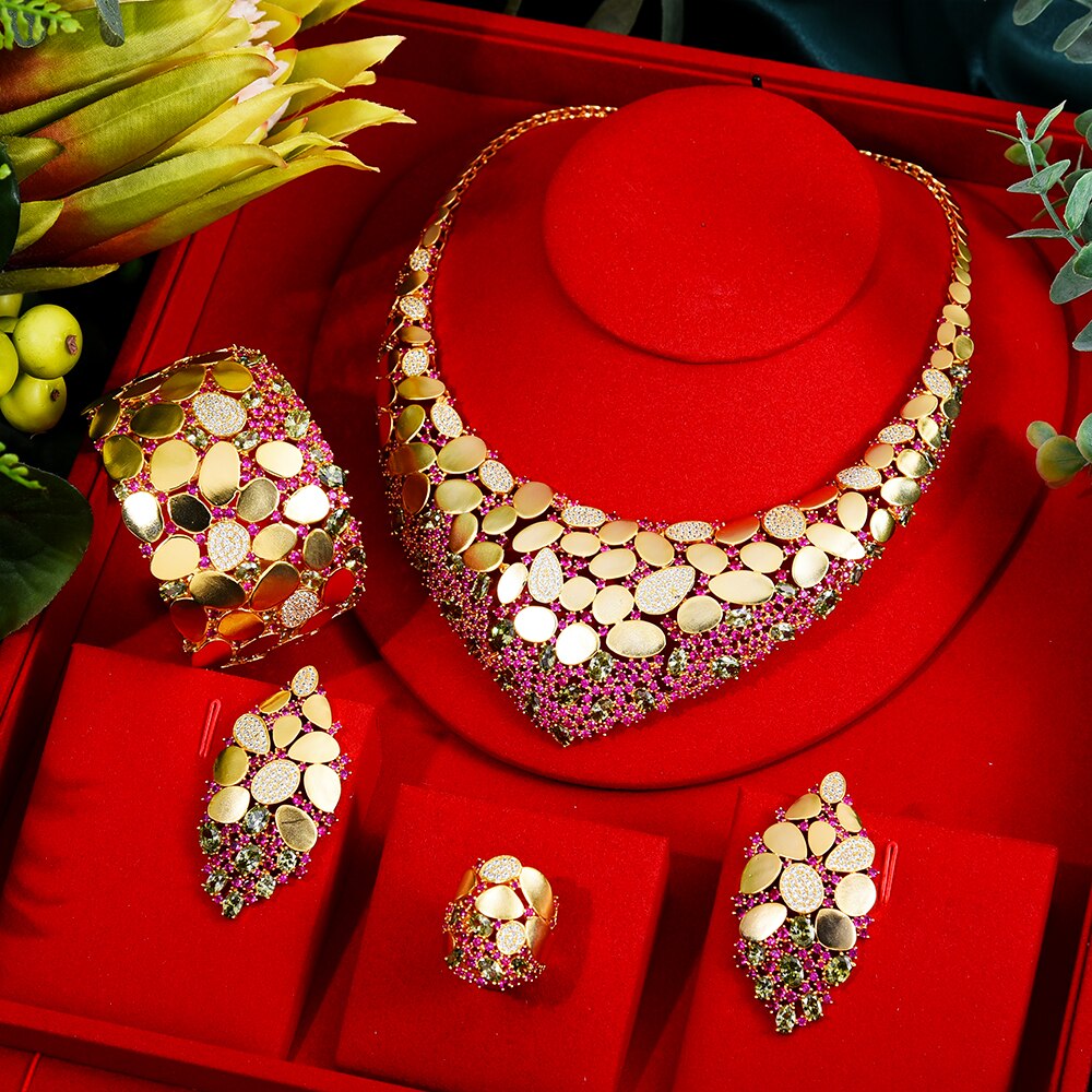 GODKI Famous Brand Bling Sequins Luxury Africa Dubai Jewelry Sets For Women Wedding Party Zircon Wedding Bridal Jewelry Set Gift