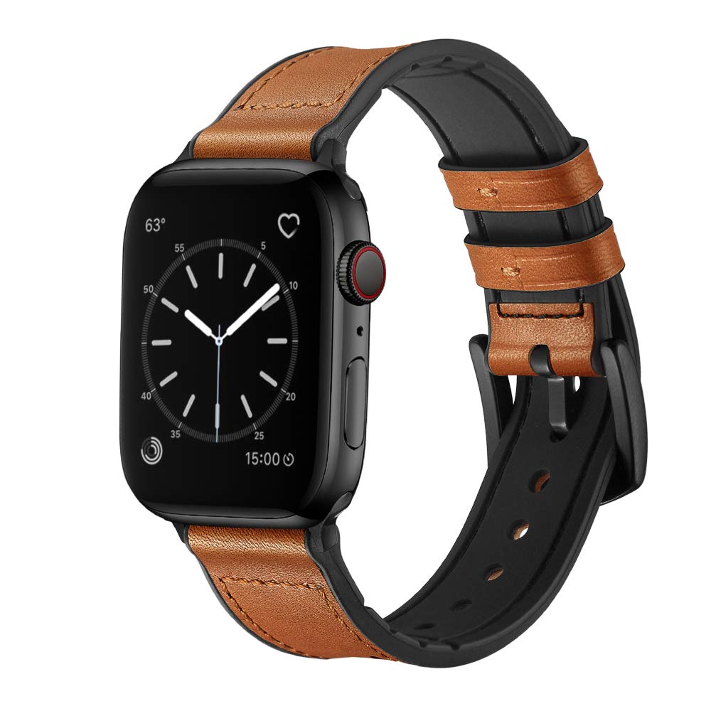 Silicone+Leather Strap for apple watch band 44mm 40mm iwatch Band 38mm 42mm watchband bracelet Apple watch series 6 5 4 3 SE 2 1