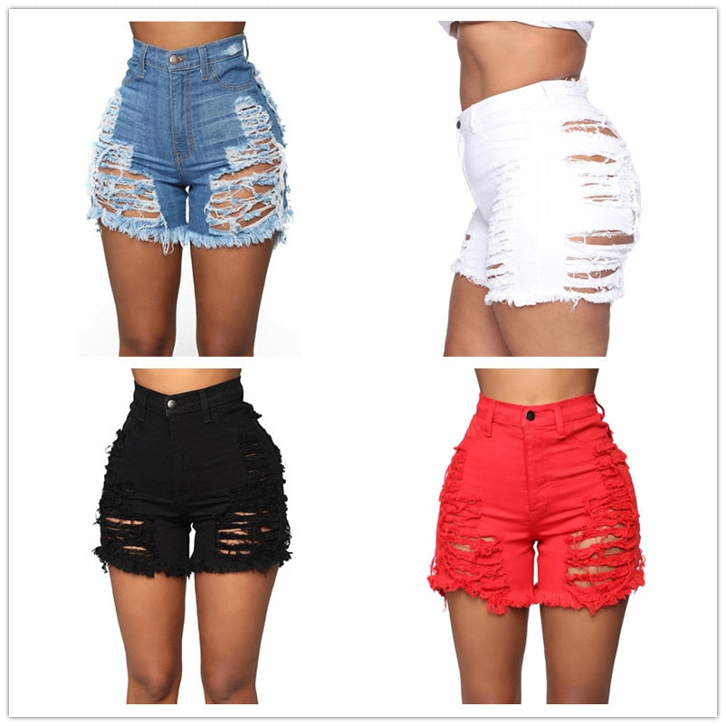 2021 New 6 Color Summer Women Shorts Jeans Fashion Sexy Ripped