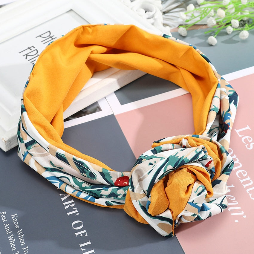 Levao Flower Printing Bandana Wire Headband Knotted Fashion Scarf Hairbands Hair Accessories for Women 2022 New Headwear