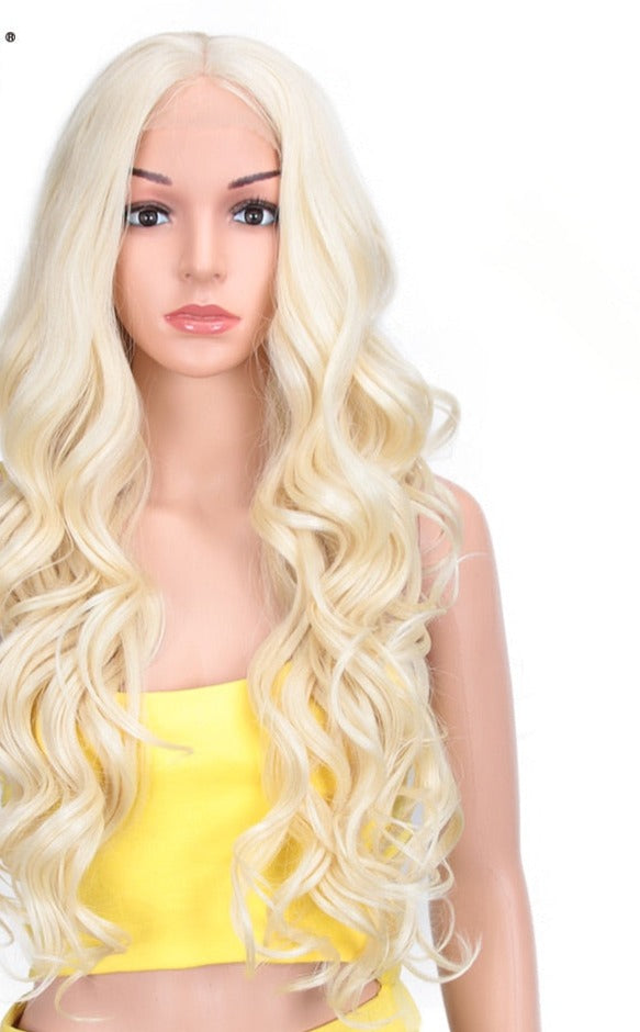 Noble Synthetic Lace Front Wig  ombre blonde Wig 30 Inch Long wavy Lace Front Wig  Synthetic Wigs For Black Women Maycaur wig