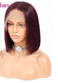 Fashion Lady Red 99j Lace Front Human Hair Wigs Brazilian Short bob lace Front Wigs