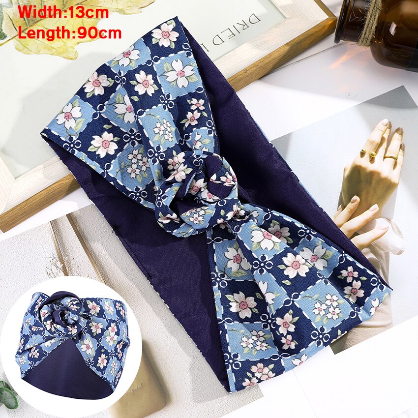 Levao Flower Printing Bandana Wire Headband Knotted Fashion Scarf Hairbands Hair Accessories for Women 2022 New Headwear