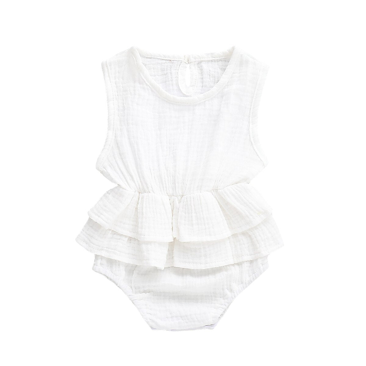 US Stock Cute Newborn Kid Baby Girl Clothes Sleeveless Bodysuit Dress Cotton&amp;Linen 1PC Outfit