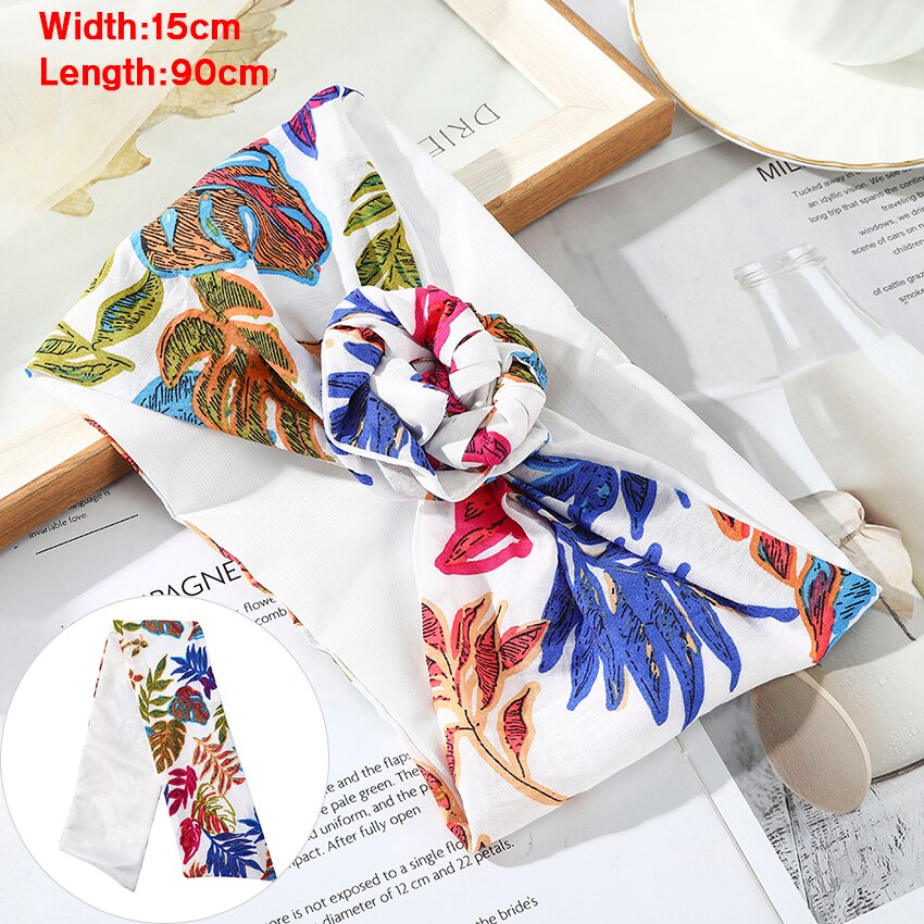 Levao Flower Printing Bandana Wire Headband Knotted Fashion Scarf Hairbands Hair Accessories for Women 2022 New Headwear