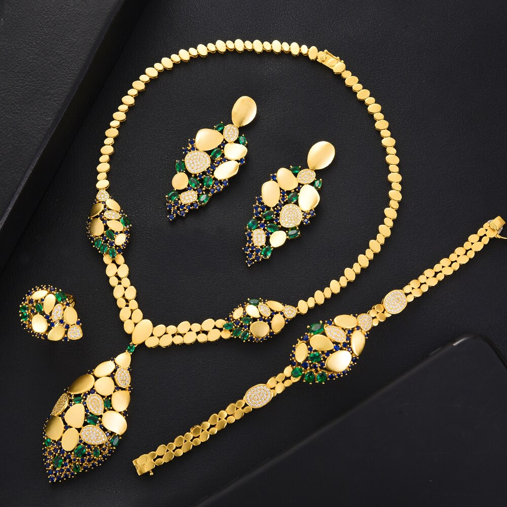 GODKI Famous Brand Bling Sequins Luxury Africa Dubai Jewelry Sets For Women Wedding Party Zircon Wedding Bridal Jewelry Set Gift