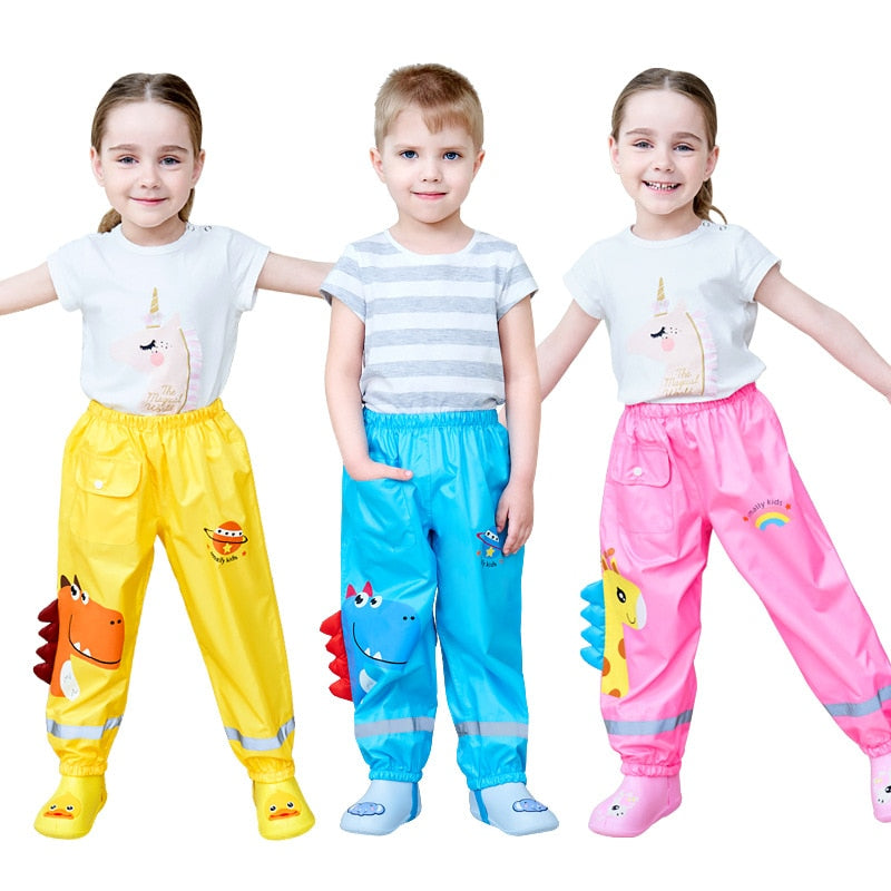 Cartoon Dinosaur Style Kids Rain Pants Boys And Girls Students Kids Waterproof Pants Fashion Children Rain Pants