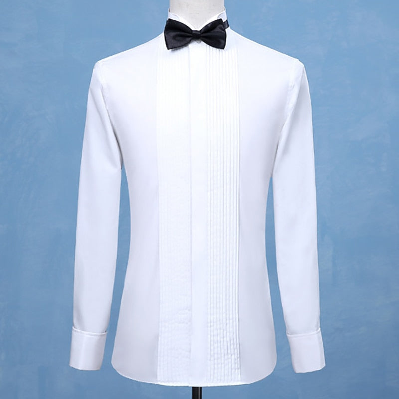 Fashion Groom Tuxedos Shirts Best Man Groomsmen White Black Red Men Wedding Shirts