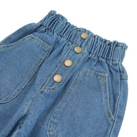 Lioraitiin 0-5Years Toddler Baby Girl&#39;s Jeans All-Match Elastic Waist Denim Ripped Pants
