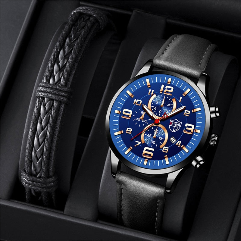 Luxury Fashion Men Quartz Wristwatch Mens Business Leather Watches Calendar Date Luminous Casual Bracelet Clock reloj hombre