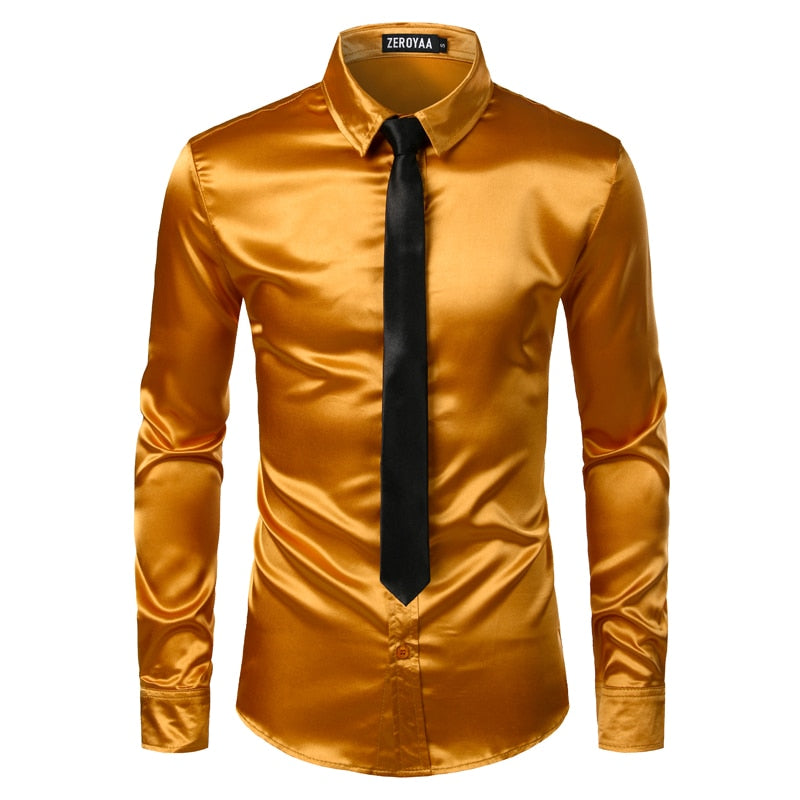2pcs Silver Silk Shirt+Tie Mens Satin Smooth Tuxedo Shirts Mega Mart Center 2pcs Silver Silk Shirt+Tie Mens Satin Smooth Tuxedo Shirts Mega Mart Center