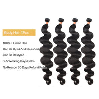 Body Wave bundles human hair Brazilian Natural Black Hair Weave 4 Remy Human hair bundles Deals for Black Women Hair Extensions