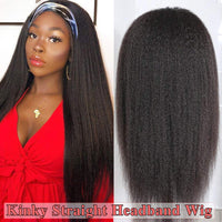 Kinky Straight Headband Wig Human Hair Glueless Half Wig With Head Band Brazilian Yaki Headband Human Hair Wigs For Black Women