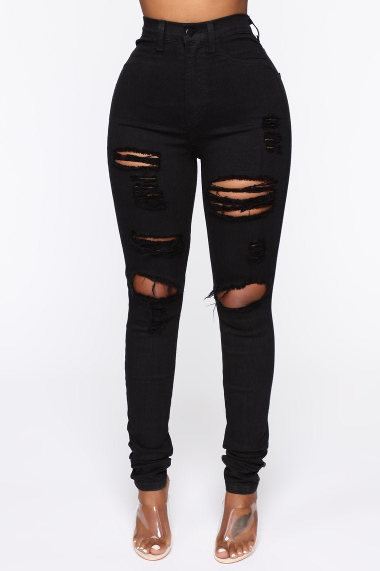 2020 Sexy New Black Ripped Jeans For Women Fashion High Waist Denim Pencil Pants